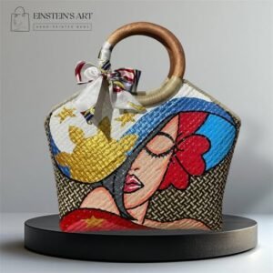Einstein’s Art hand-painted designer bag featuring a colorful Filipina portrait artwork